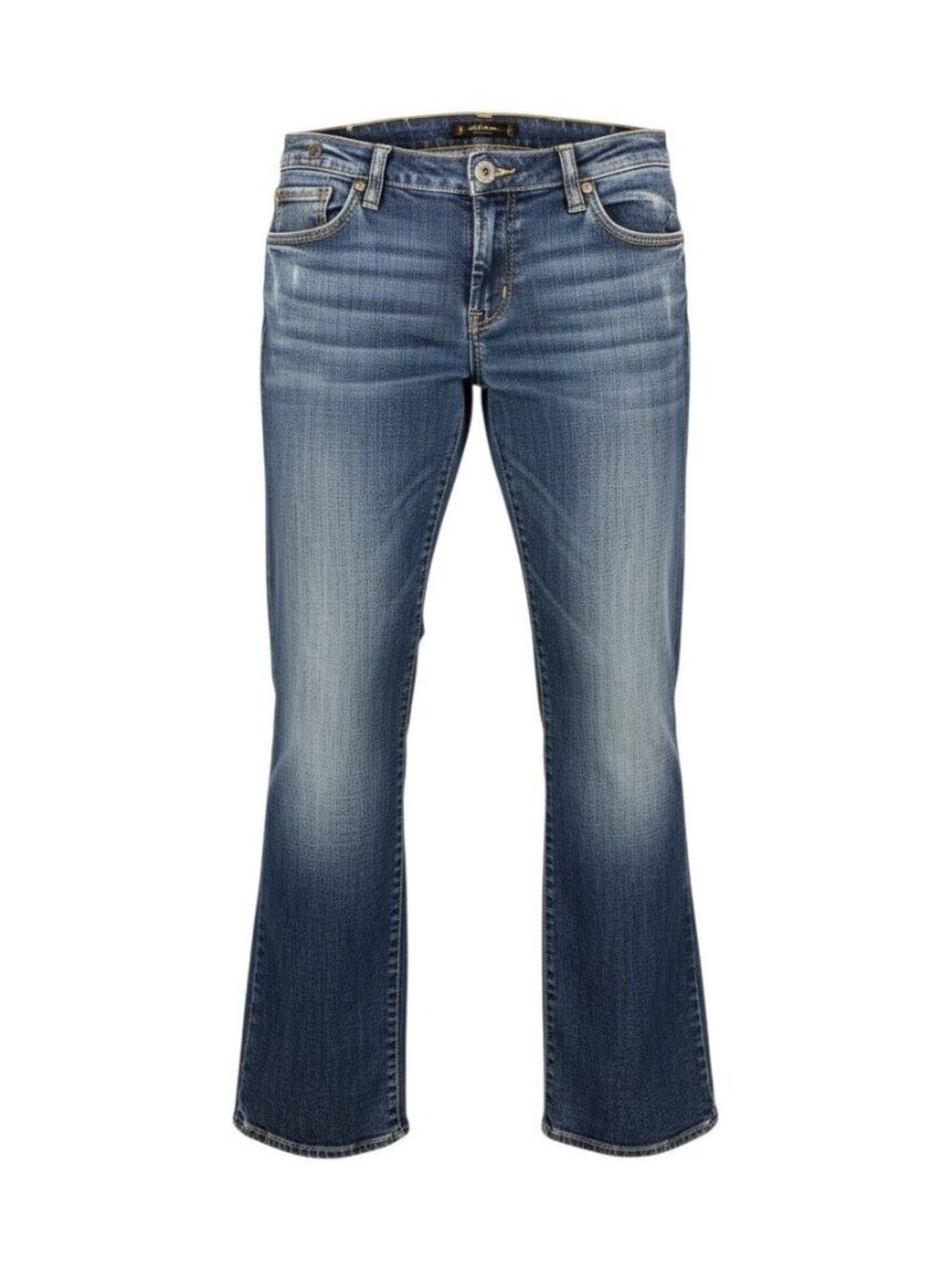Womens Bootcut Denim Jeans Embroidered Back Pockets 32 Medium Wash Blue